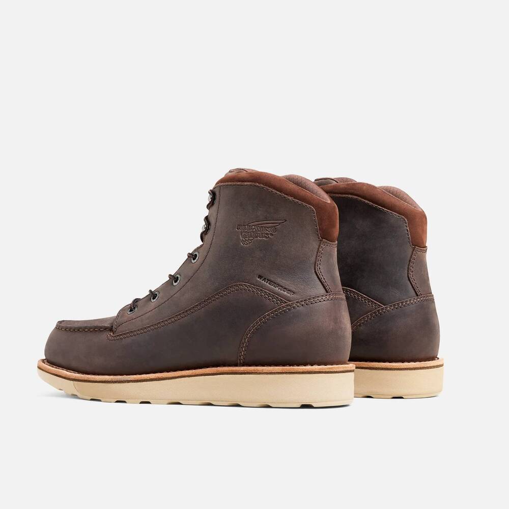 NEW RED WING SHOES men's waterproof eh 6" lace moc wedge work boot in brown - Picture 3 of 5